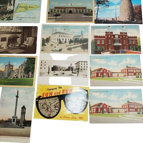 14 Baltimore Postcard Lot National Guard Armory Laurel High School Revolutionary - Picture 4 of 7